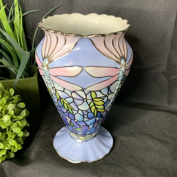 Bradford Editions Era of Louis Tiffany 2002 “Glittering Dragonflies” vase - Picture 5 of 12
